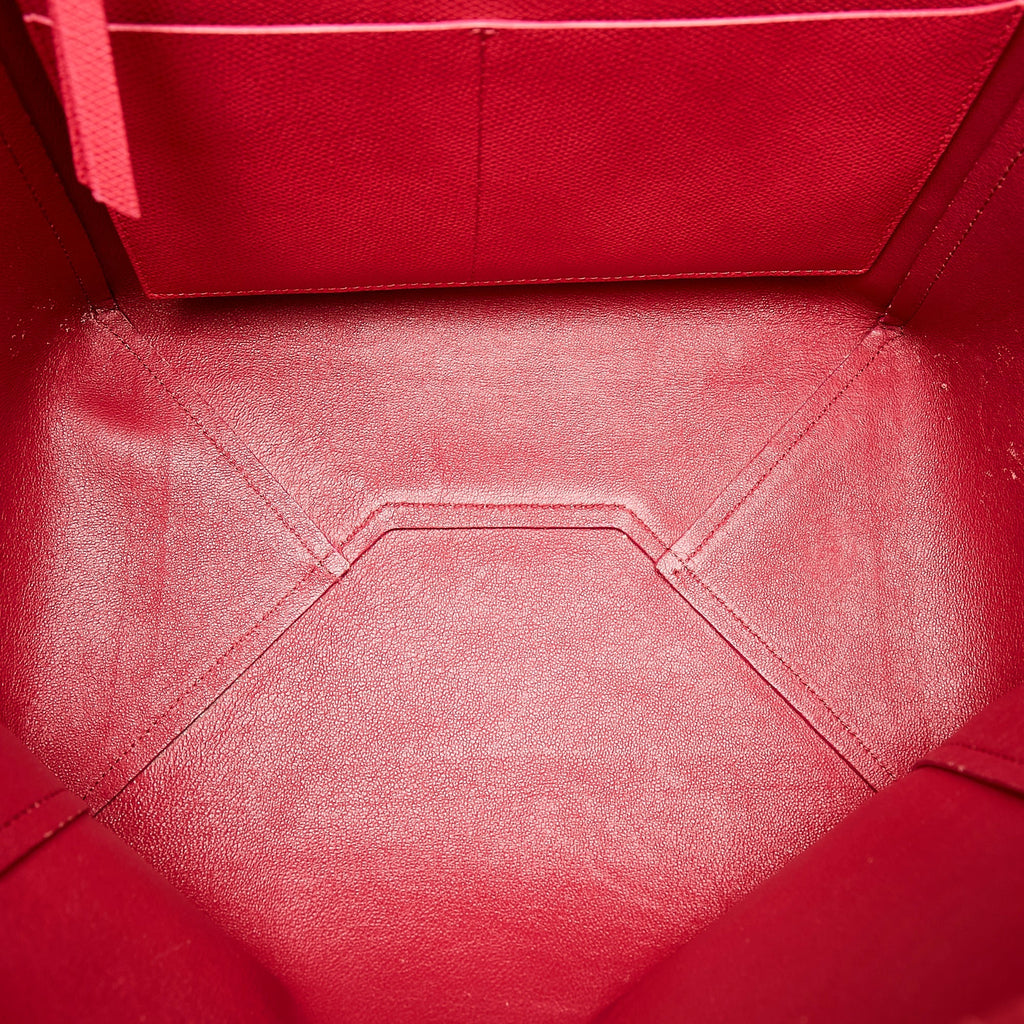 Red Celine Horizontal Cabas Leather Tote Bag