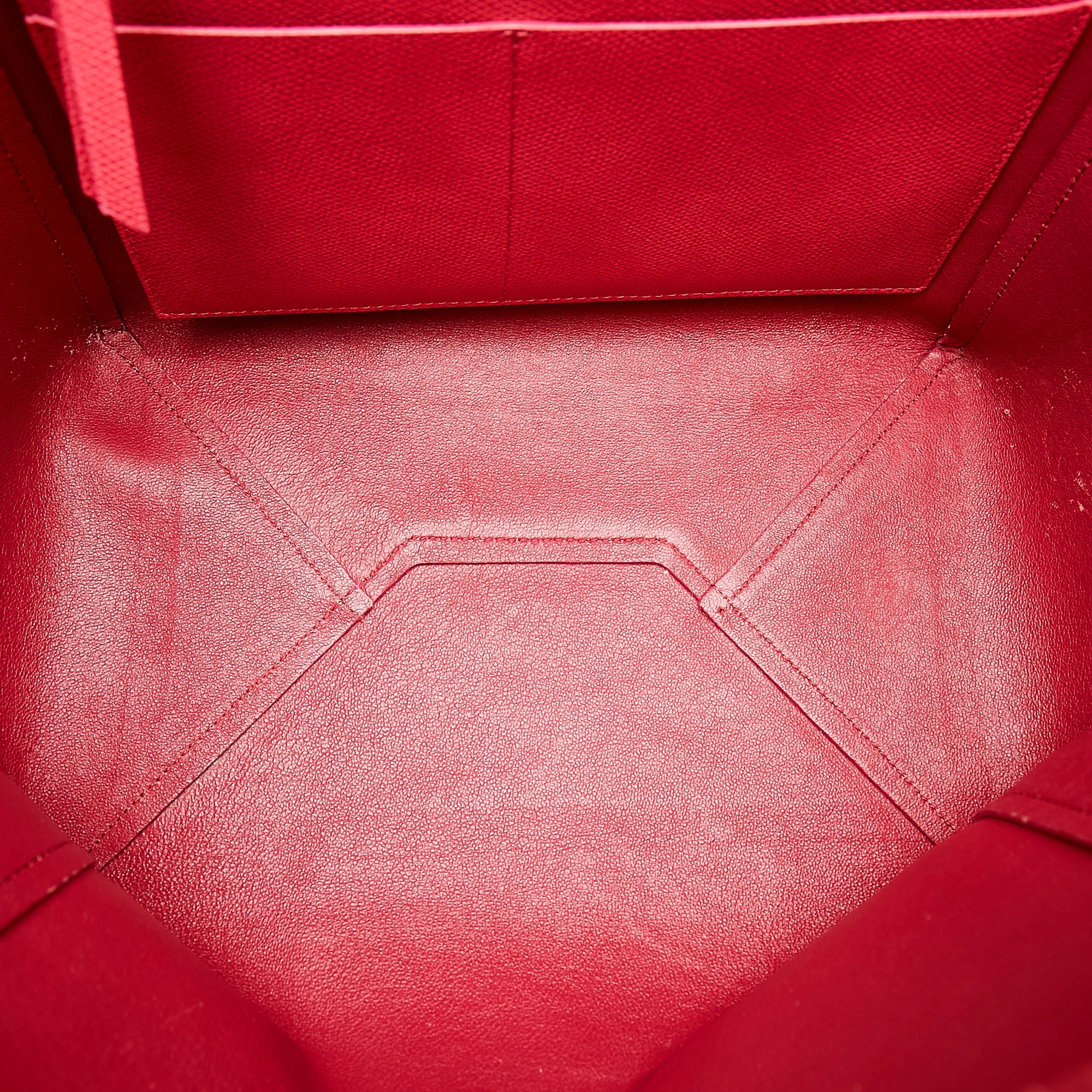 Red Celine Horizontal Cabas Leather Tote Bag
