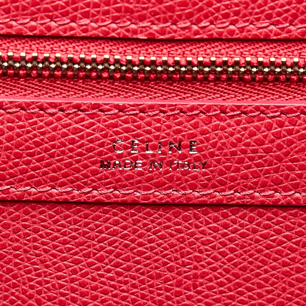 Red Celine Horizontal Cabas Leather Tote Bag