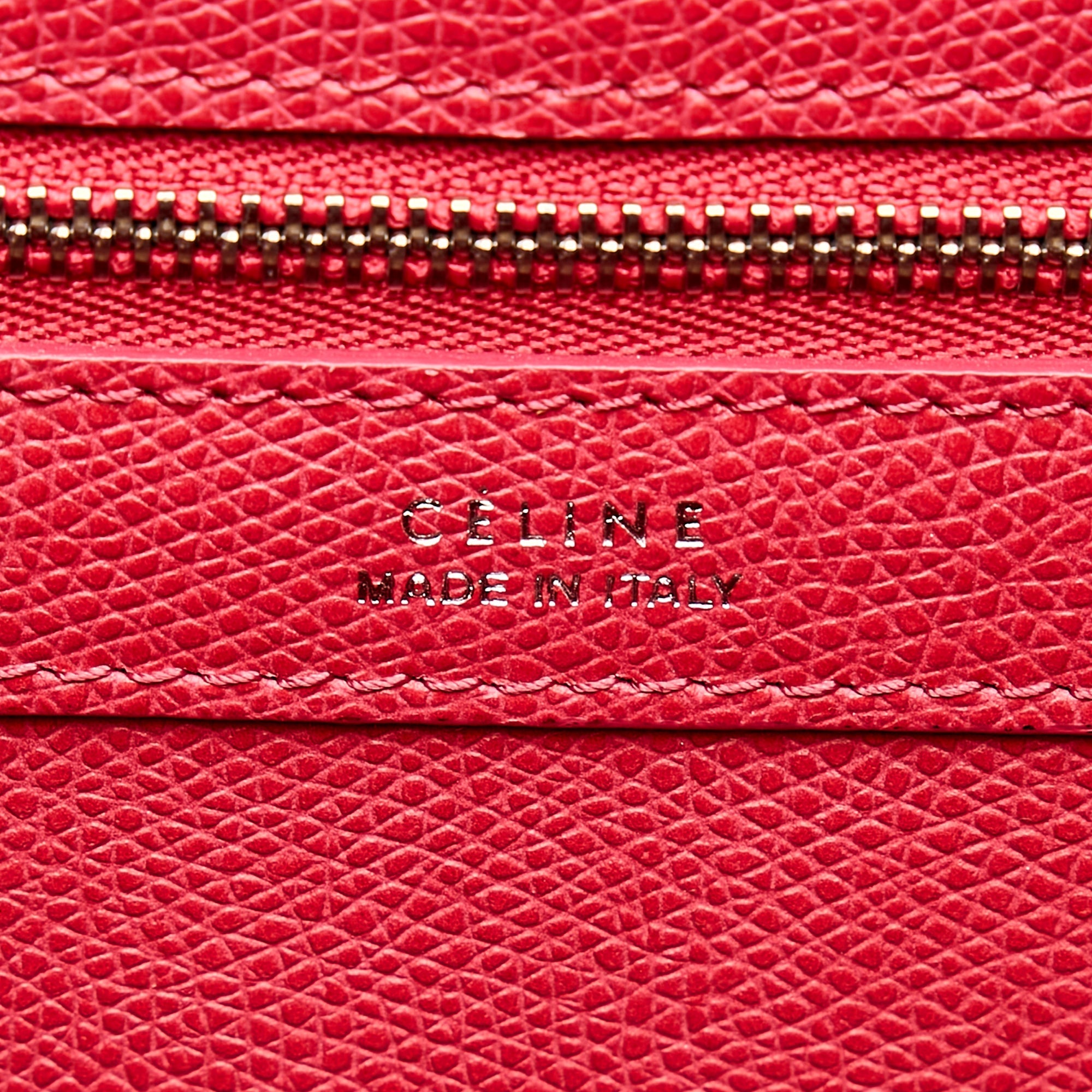 Red Celine Horizontal Cabas Leather Tote Bag