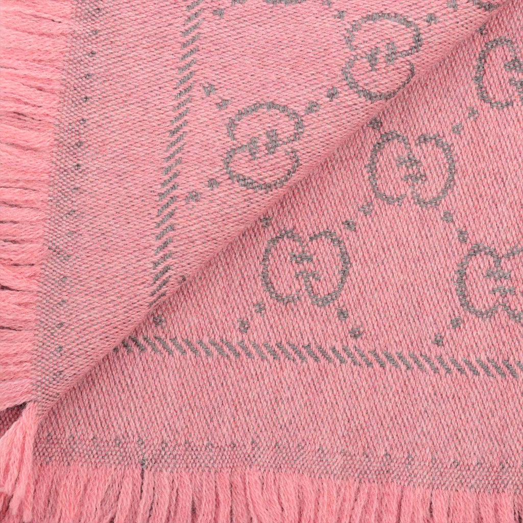 Gucci GG Wool Scarf Pink x Gray