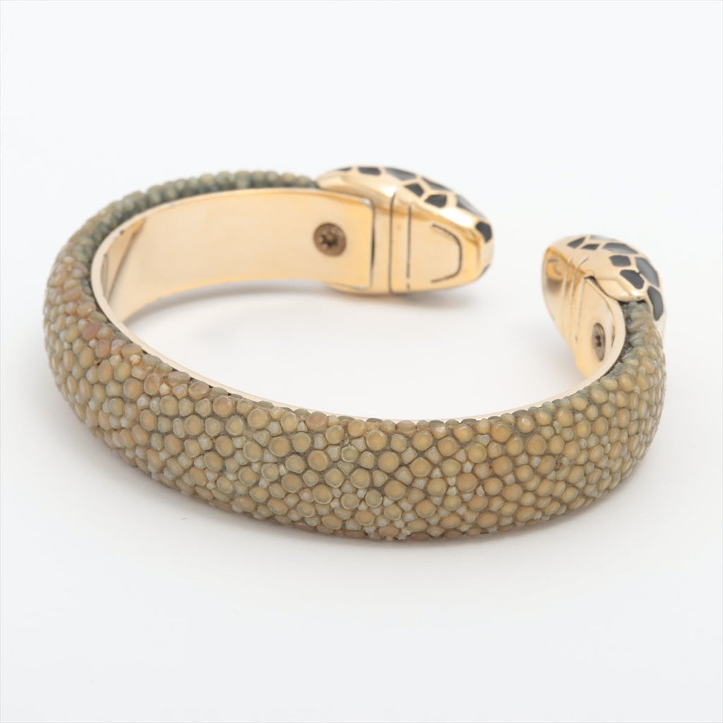 Bvlgari Serpenti Forever Enamel & Galuchat Leather Open Cuff Bracelet