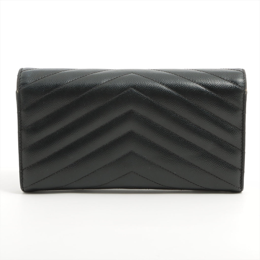 Saint Laurent V Stitch Envelop Long Wallet Black