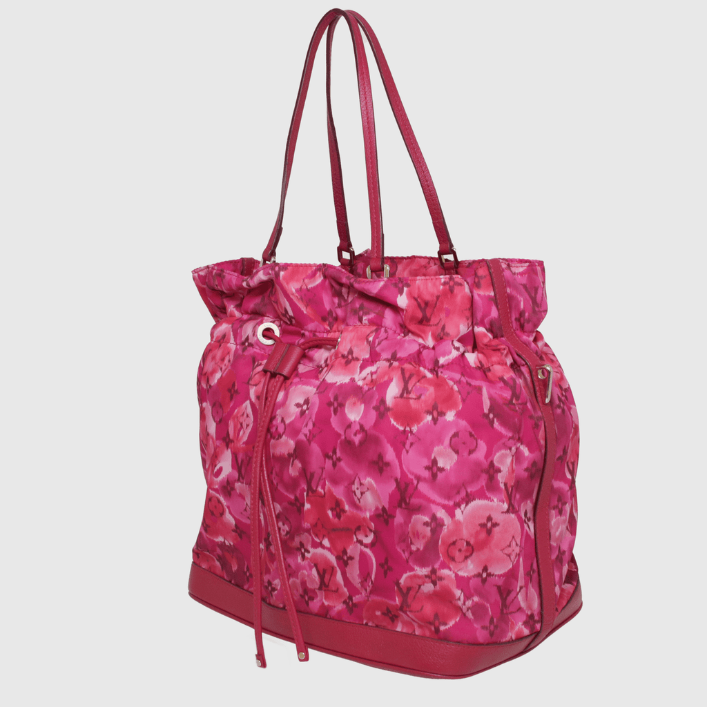 Fuchsia Indian Rose Monogram Ikat Floral Limited Edition MM Noefull Bag