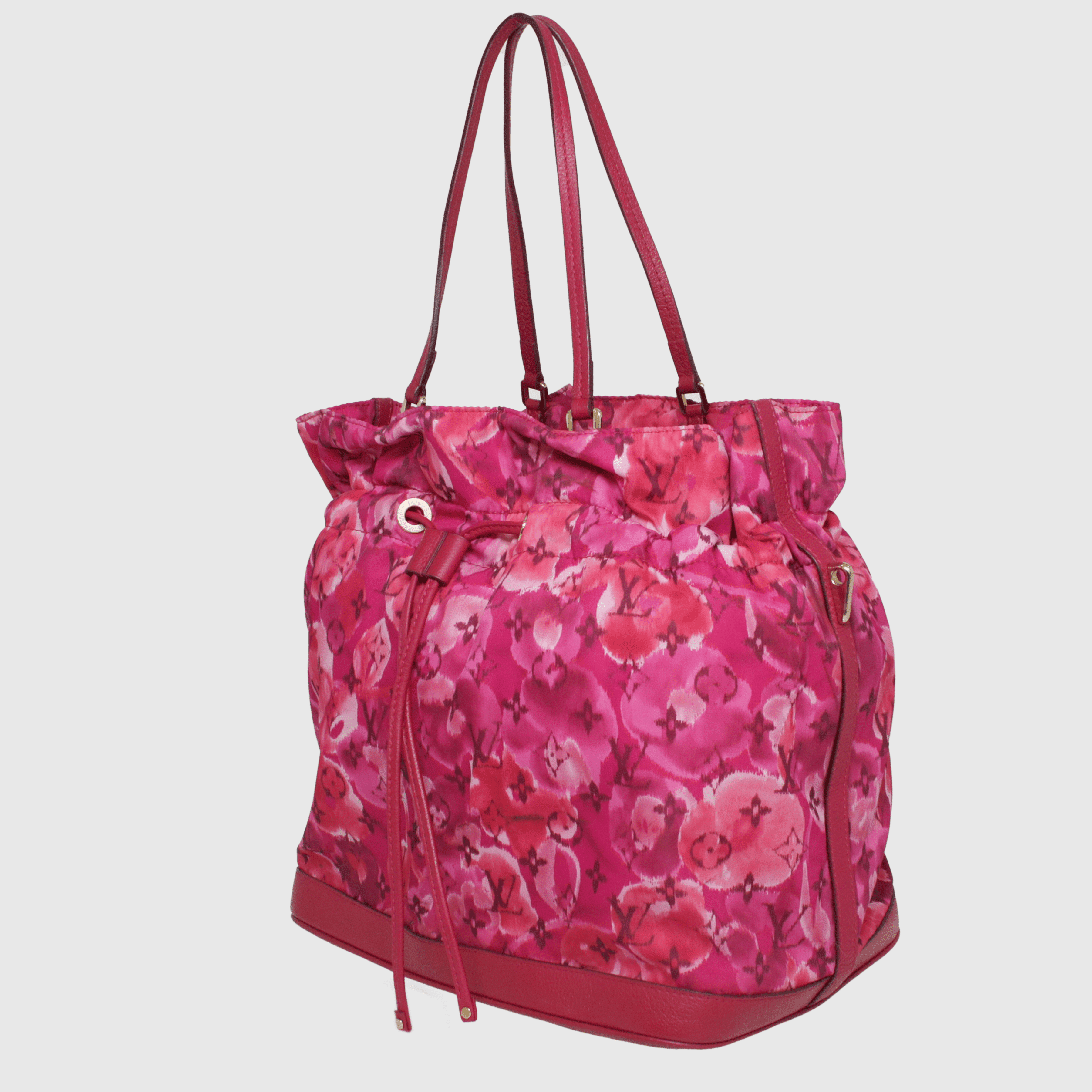 Fuchsia Indian Rose Monogram Ikat Floral Limited Edition MM Noefull Bag