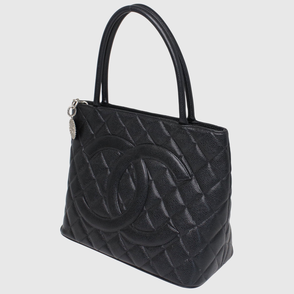 Black Vintage CC Medallion Tote Bag
