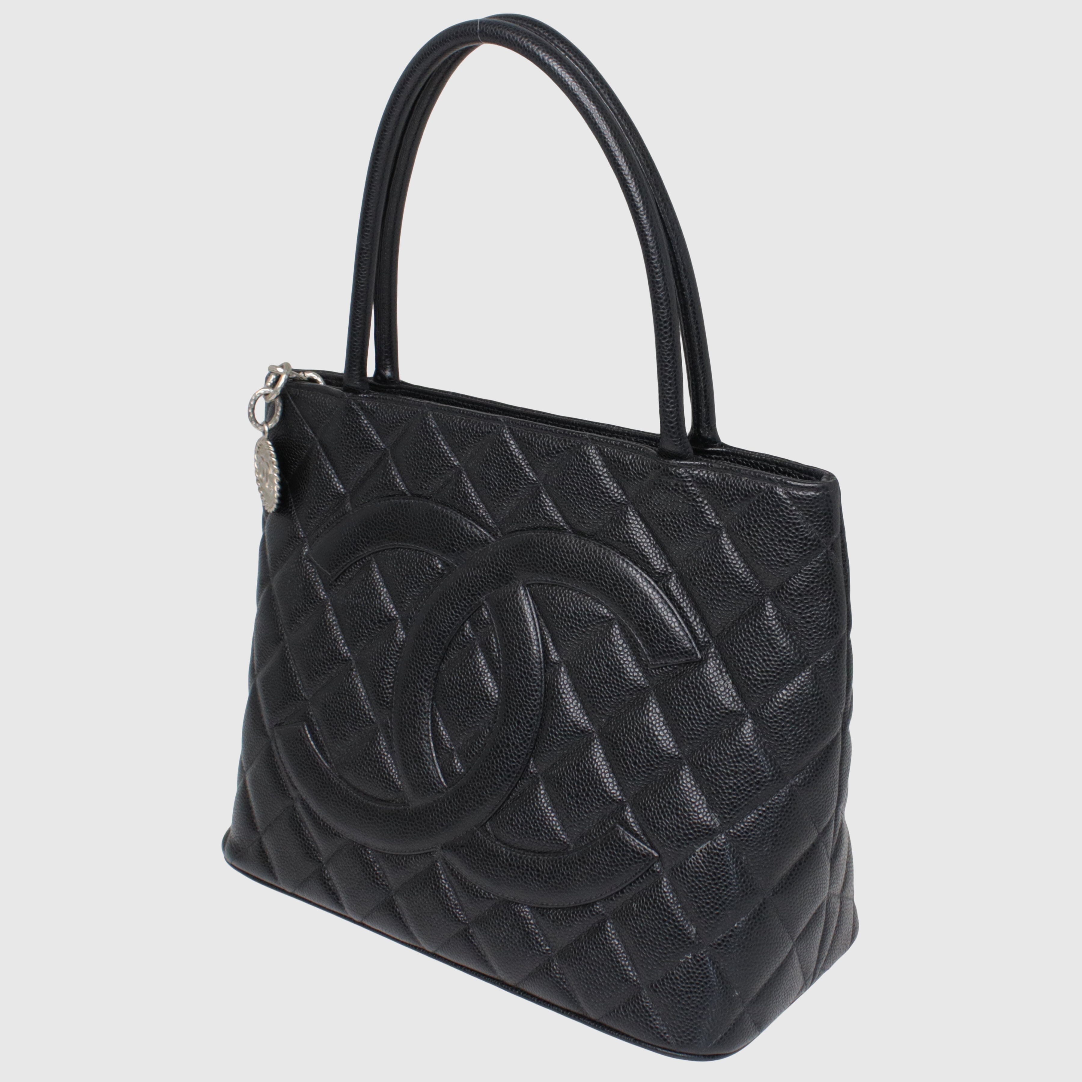 Black Vintage CC Medallion Tote Bag
