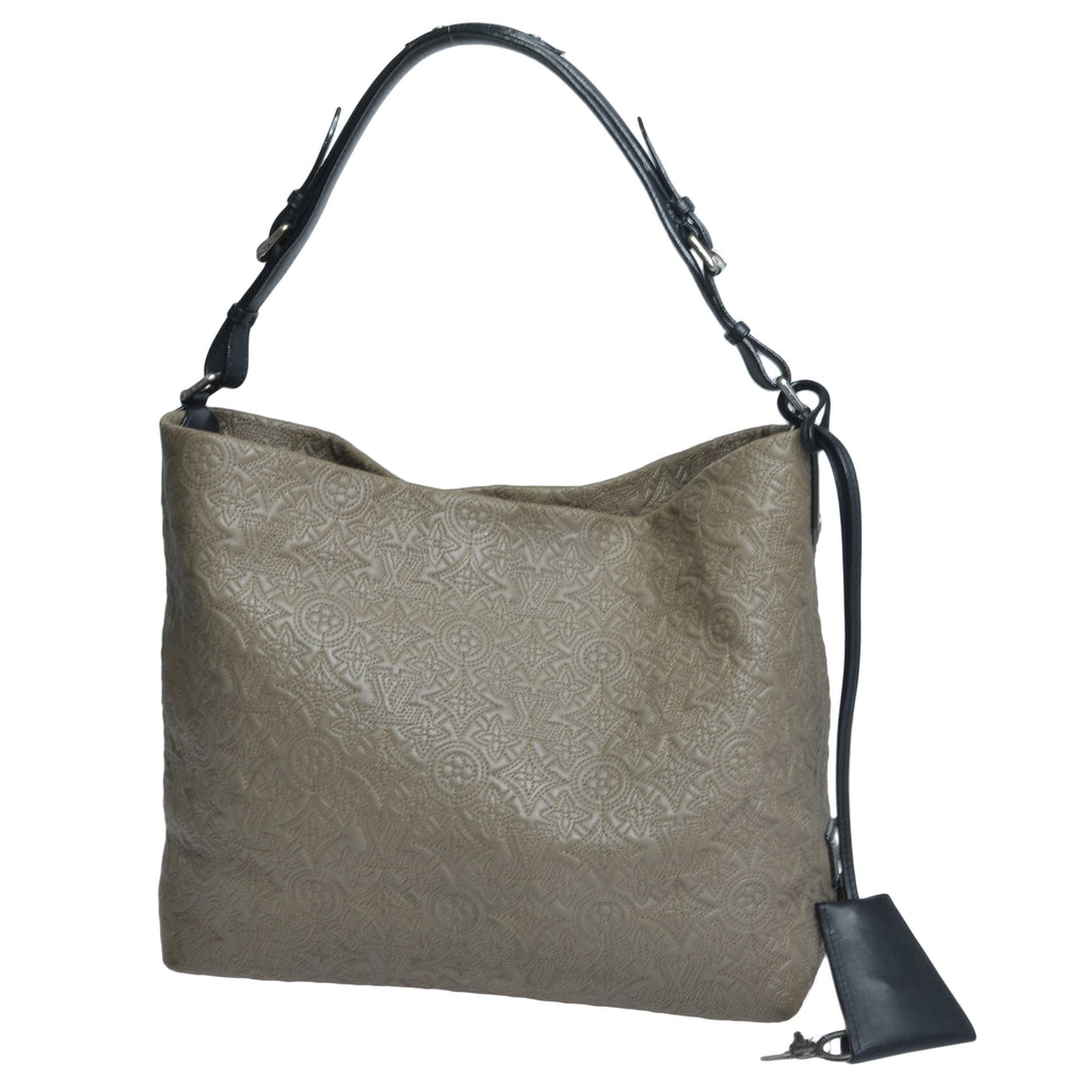 Taupe Fumee Monogram Brode Hobo PM Bag