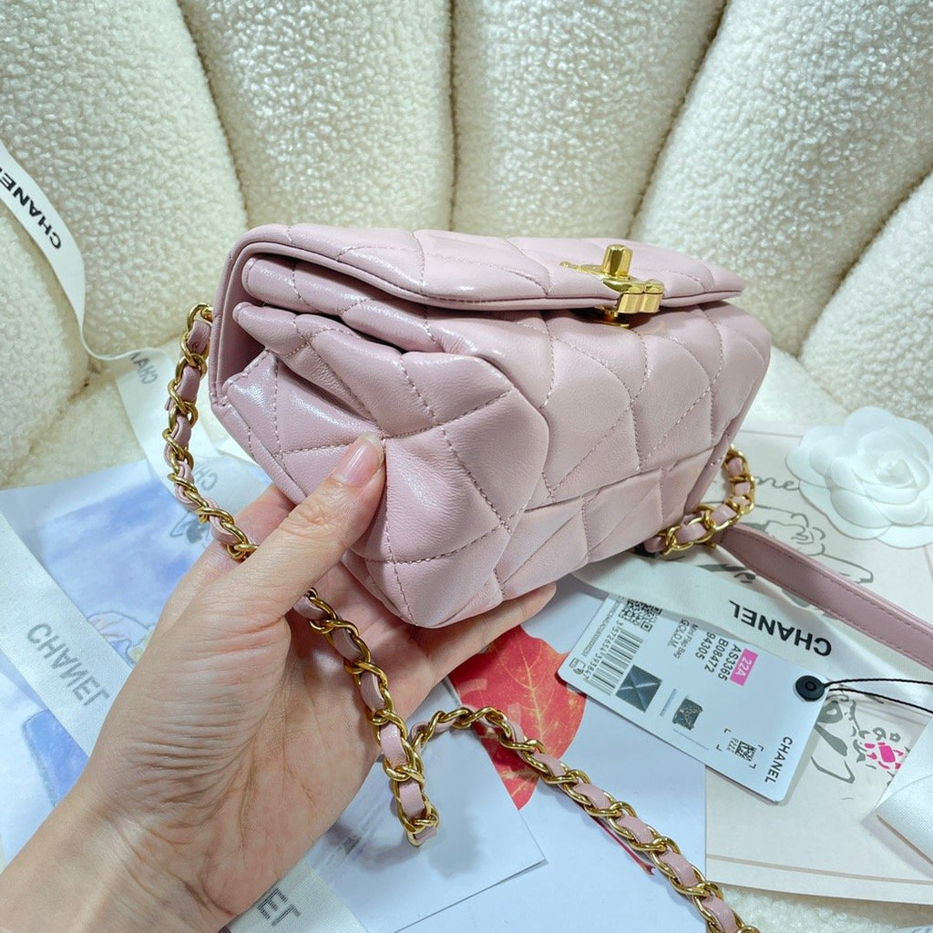 CHLMini Flap Bag Gold Hardware PiNike For Women, Women’s Handbags, Shoulder Bags 6.7in/17cm AS3365