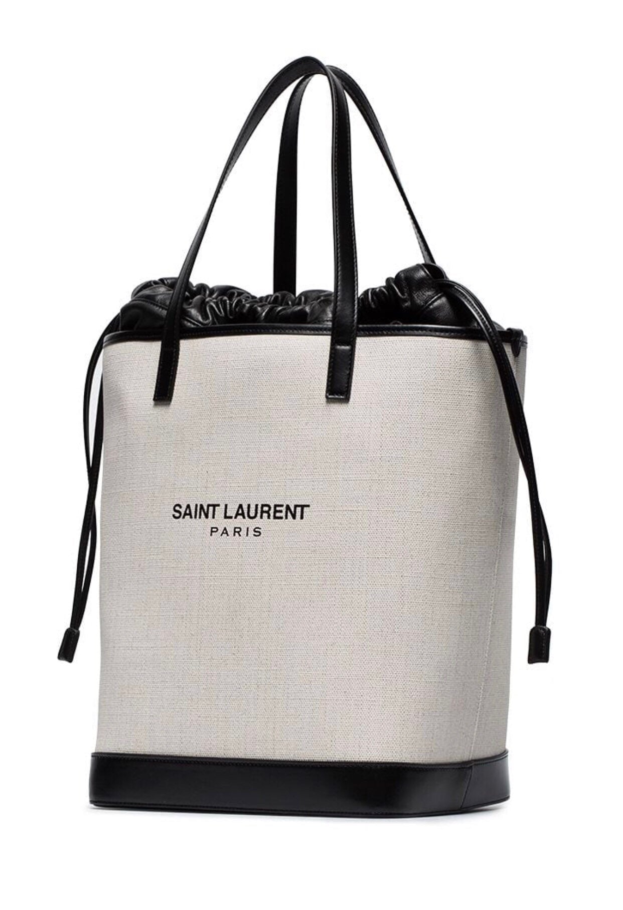 GLAMI Teddy MeGLAMIum Canvas Handle Bucket Tote Bag White For Women 13in/33cm YSL