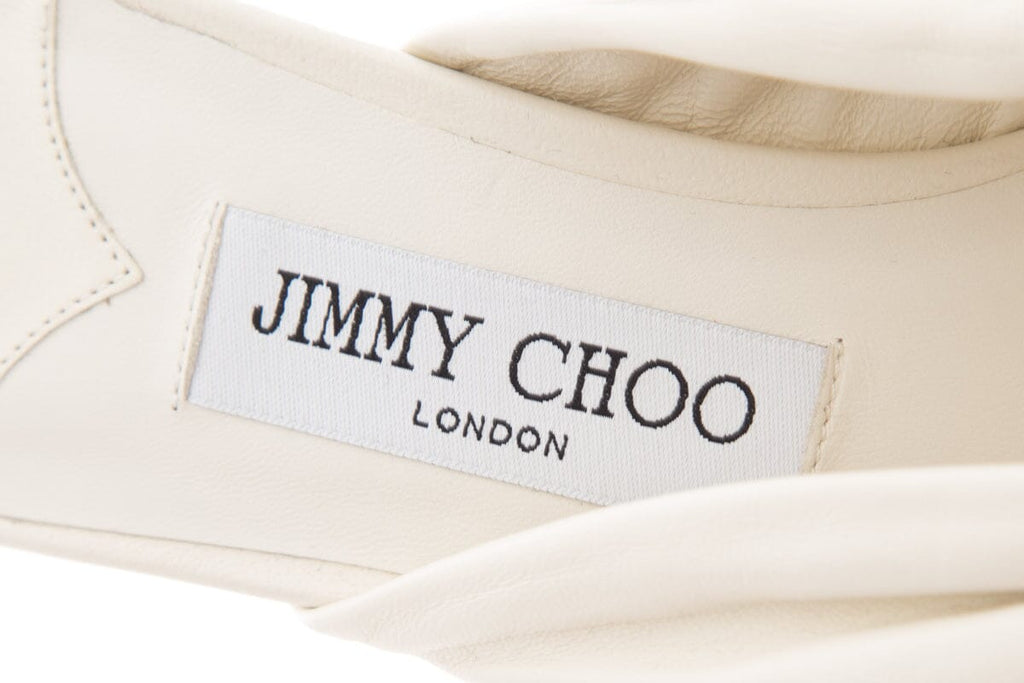 Jimmy Choo Ivory Leather Twist Knot Open Toe Sandals SZ 37
