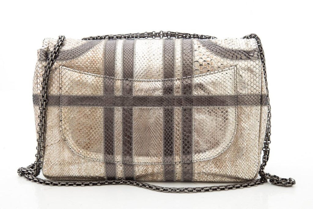 Chanel Gold & Gray Python 2012 Handbag