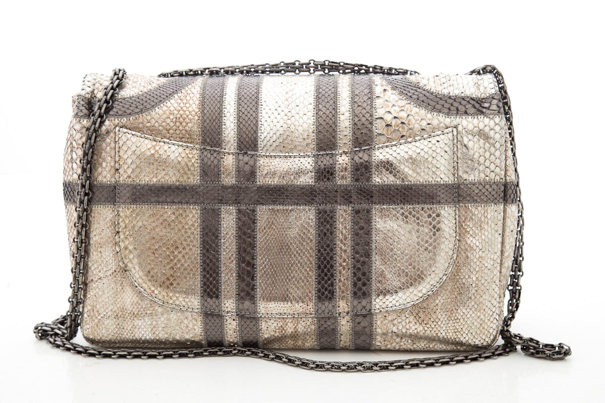 Chanel Gold & Gray Python 2012 Handbag