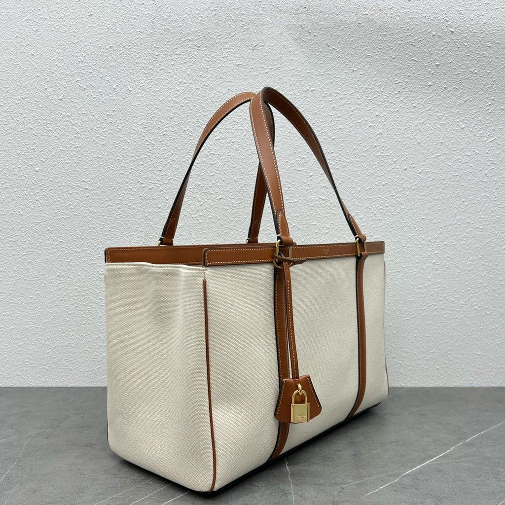 CE Medium Cabas 16 In Textile Natural / Tan For Women 16in/40cm 197332DUH.02NT