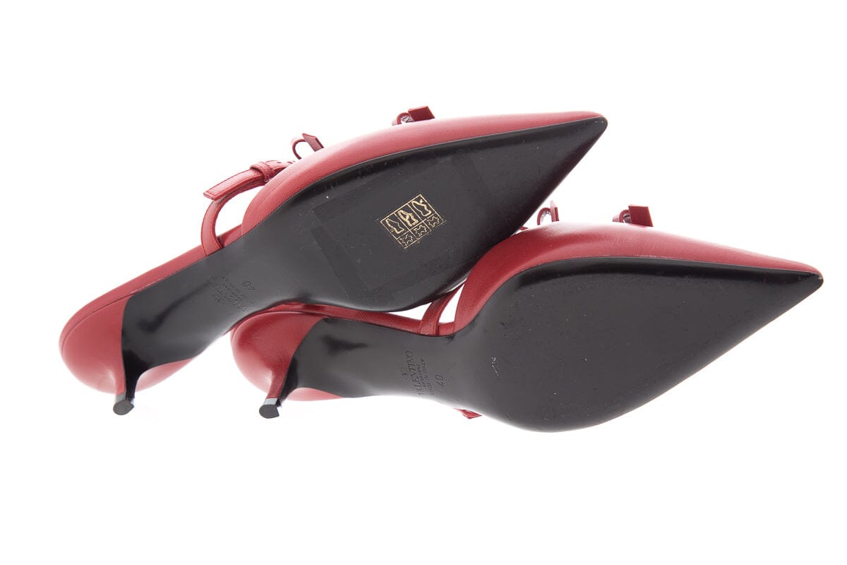 Valentino Red Leather Kitten Heels SZ 40
