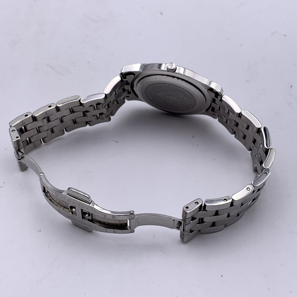 GUCCI Silver Stainless Steel Mod 5500 M Quartz Wrist Watch Black