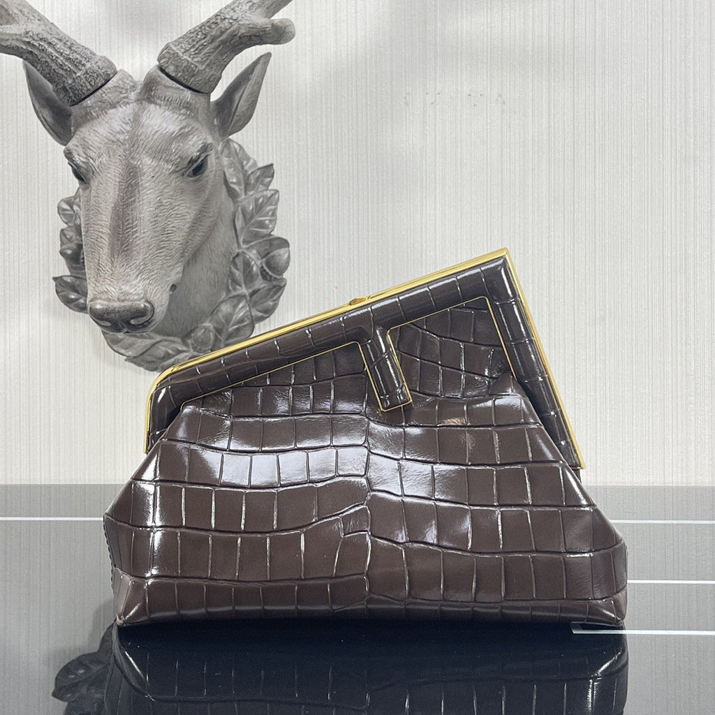 FI First Small Gray CrocoGLAMIle Bag For Woman 26cm/10in