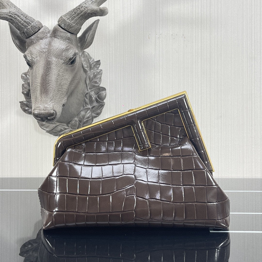 FI First Small Gray CrocoGLAMIle Bag For Woman 26cm/10in