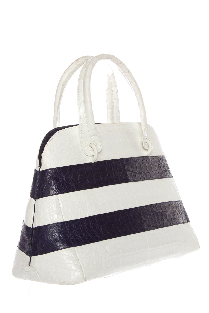 Nancy Gonzalez White and Blue Handbag