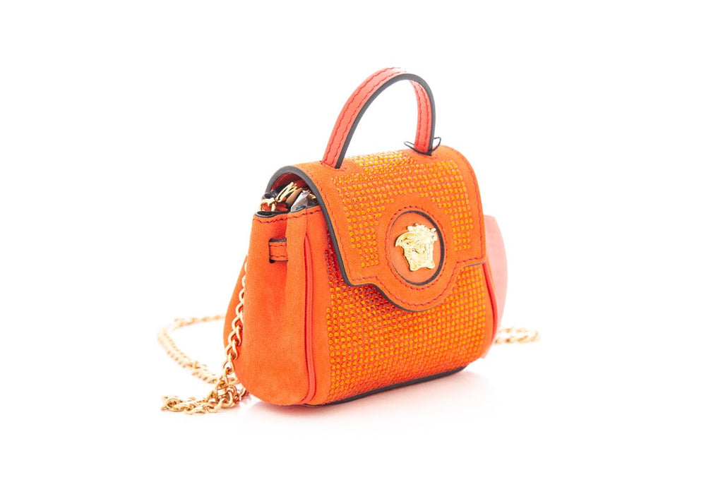 Versace Orange Mini La Medusa Studded Cross-Body