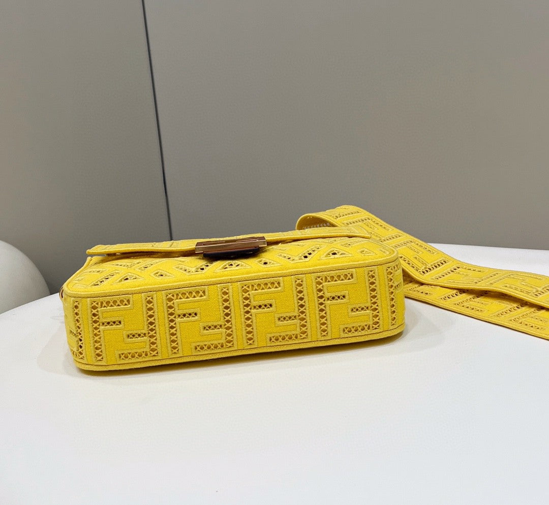 FI Baguette Yellow with Embroidery MeGLAMIum Bag For Woman 28cm/11in