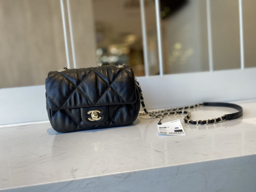 CHLSmall GlamIap Bag Gold Hardware Black For Women Handbags, Shoulder Bags 7.5in/19cm AS2232