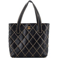 CHANEL Surpique Tote Quilted Leather Small