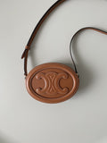 GLAMI Crossbody Oval Purse Cuir Triomphe Brown For Women 6in/16cm 10I703DPQ.04LU