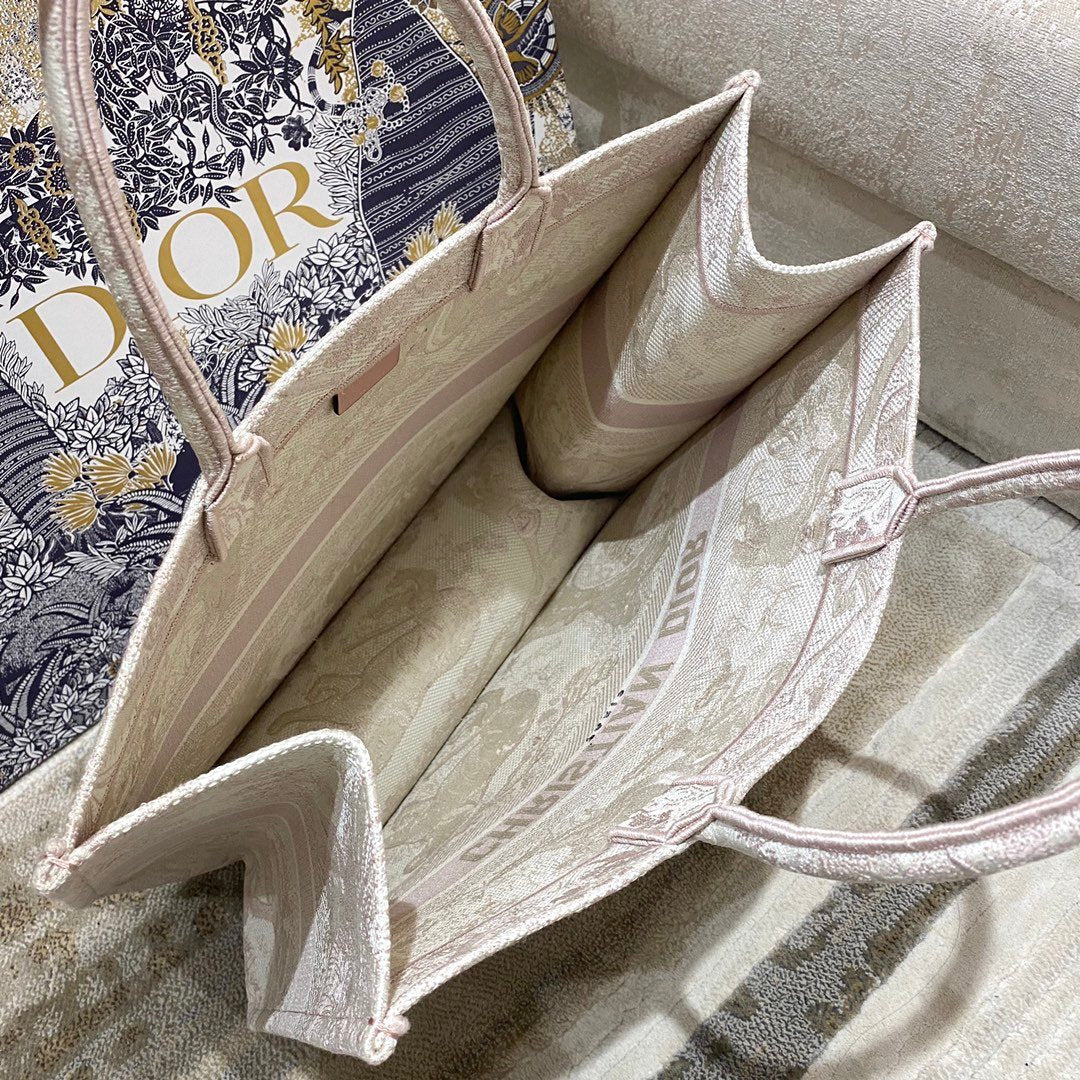 GLAMI Large Book Tote Pink Toile de Jouy Embroidery, Light Pink, For Women WomenÃ¢â‚¬â„¢s Handbags, 42cm CD M1286ZTDT_M956