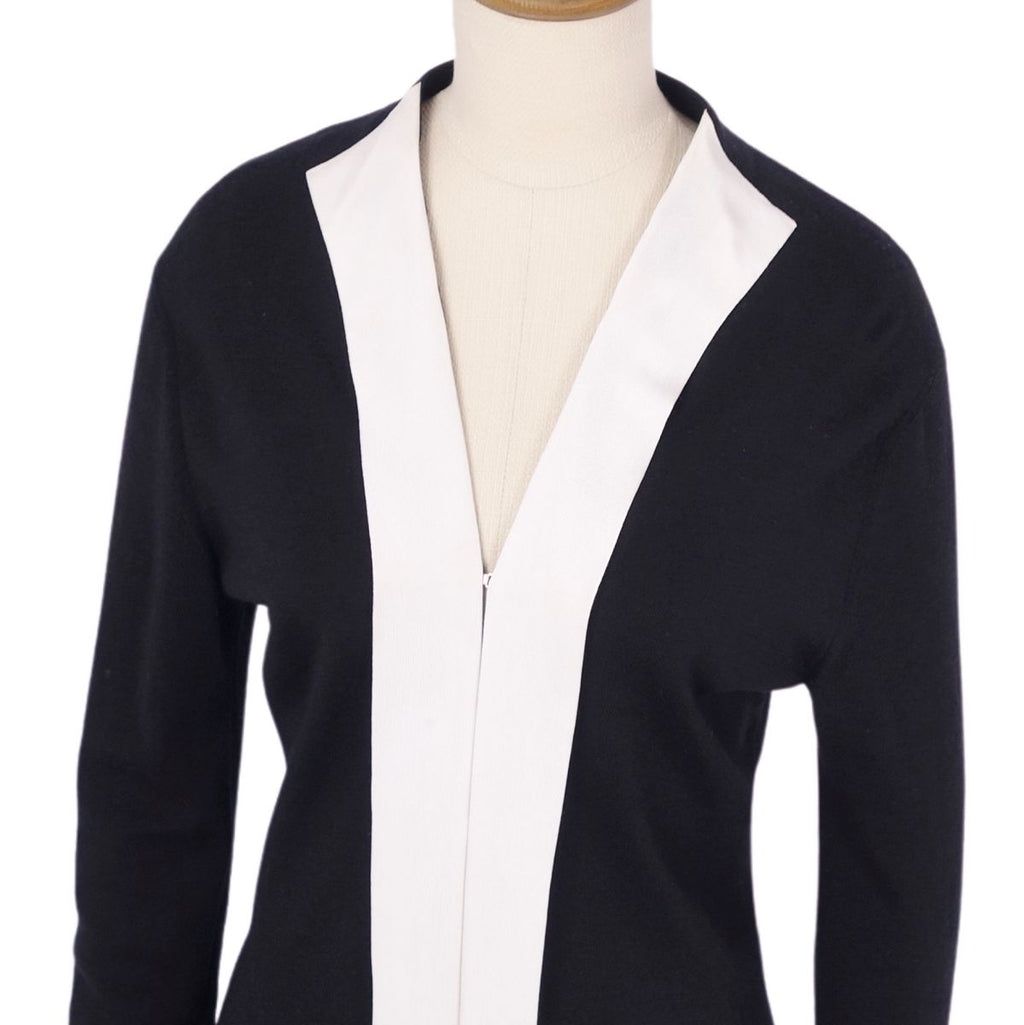 Louis Vuitton e Cardigan Long Sleeve Long Sleeve Landless Cashmere Wool Silk Tops  M Black/White