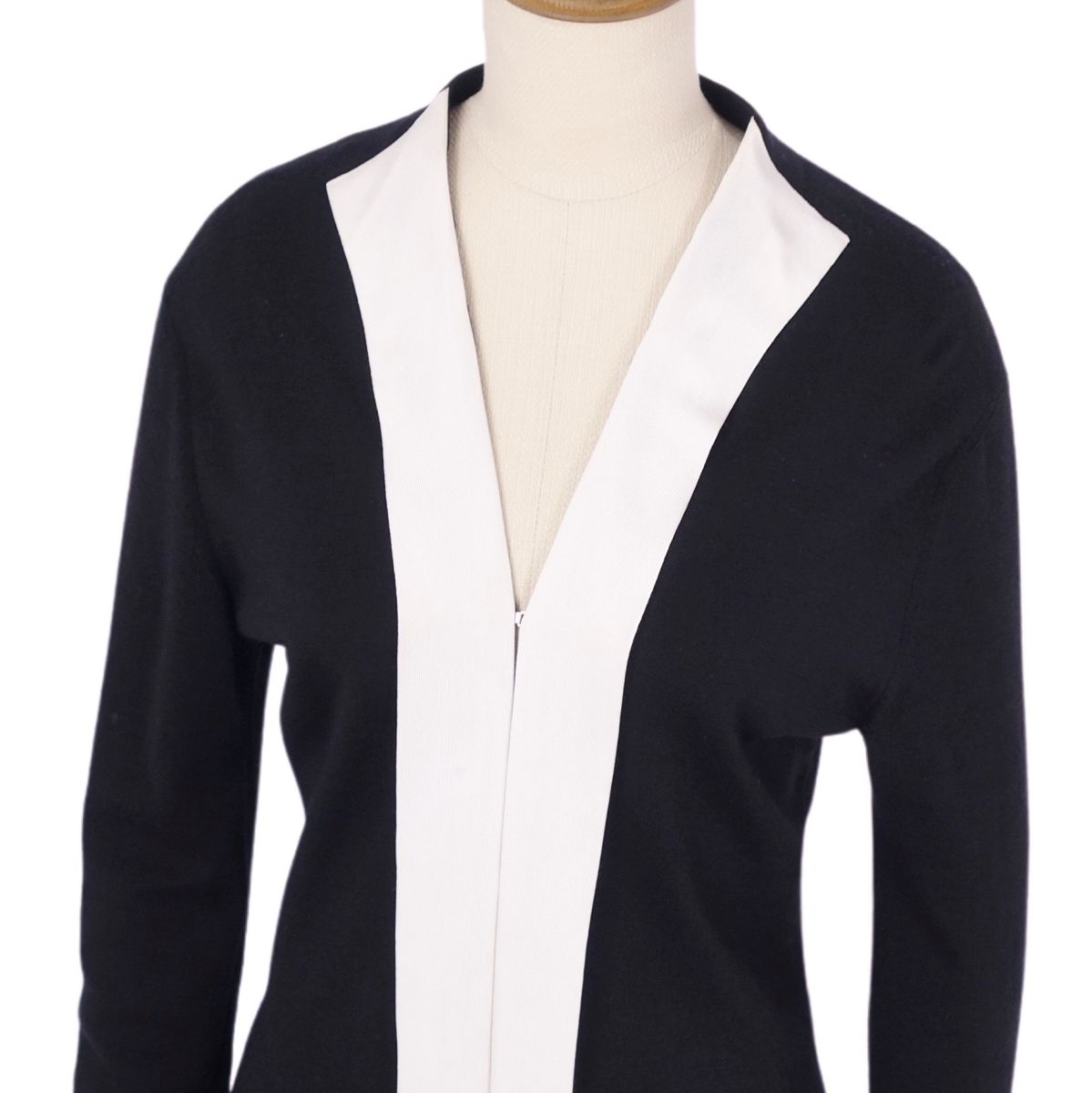 Louis Vuitton e Cardigan Long Sleeve Long Sleeve Landless Cashmere Wool Silk Tops  M Black/White