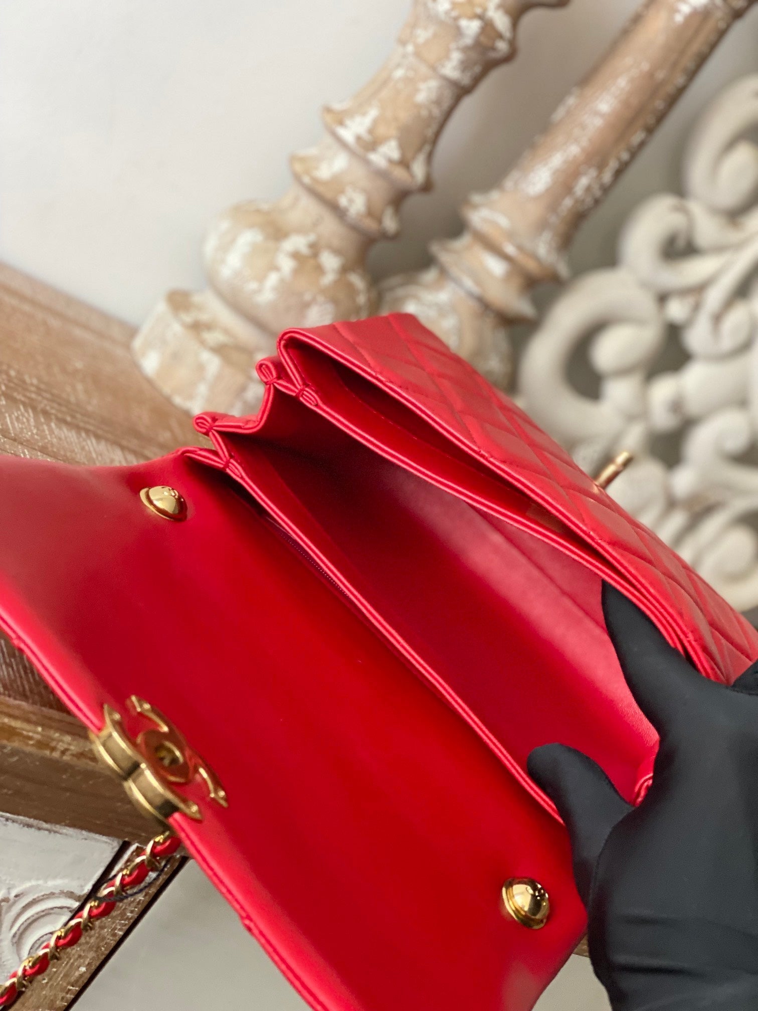CHLLarge Flap Red Bag For Women 23cm/9in