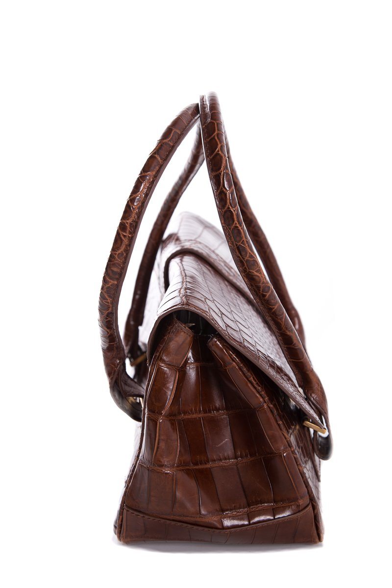 Lambertson Truex Brown Alligator Shoulder Bag