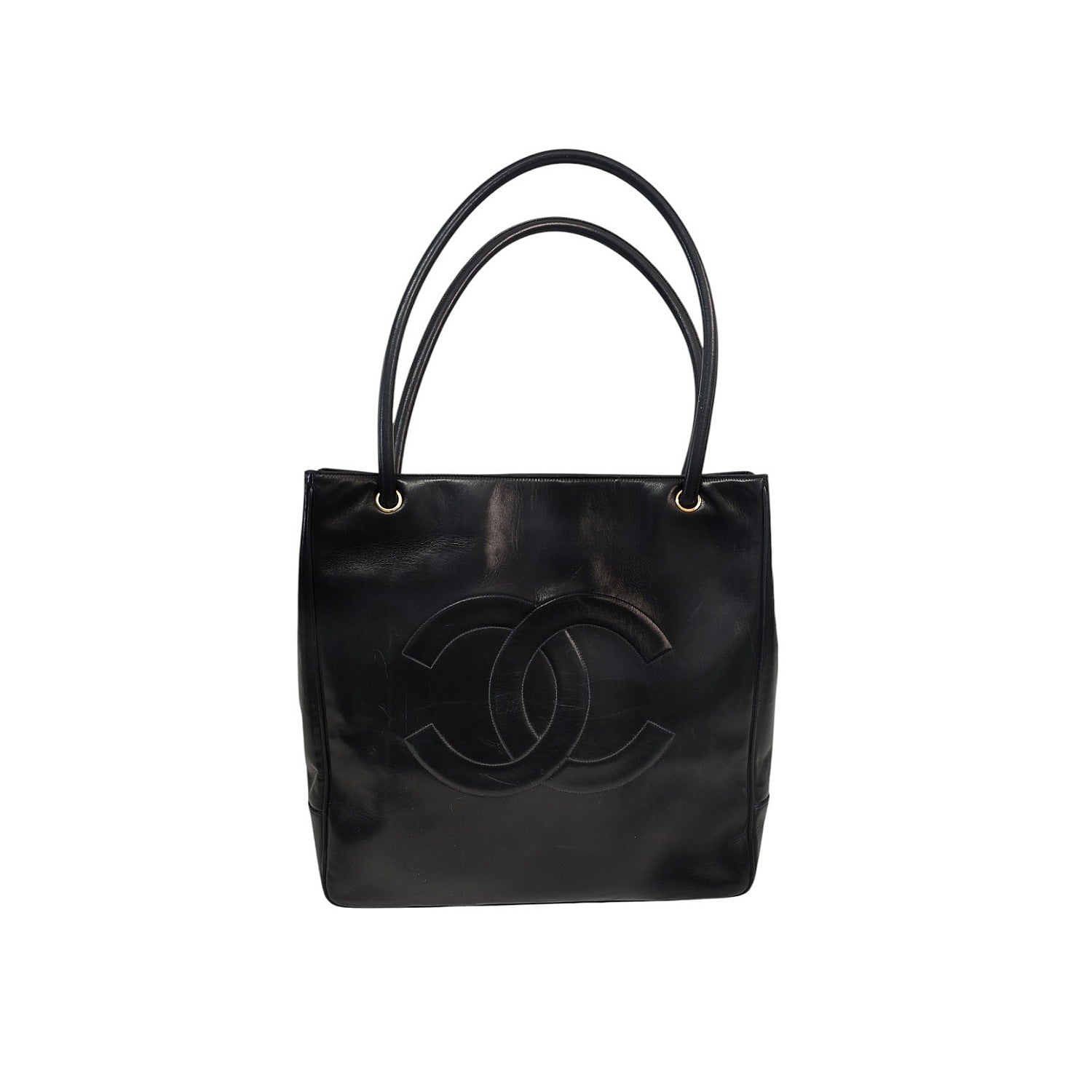 Chanel Vintage Black Lambskin Timeless CC Tote