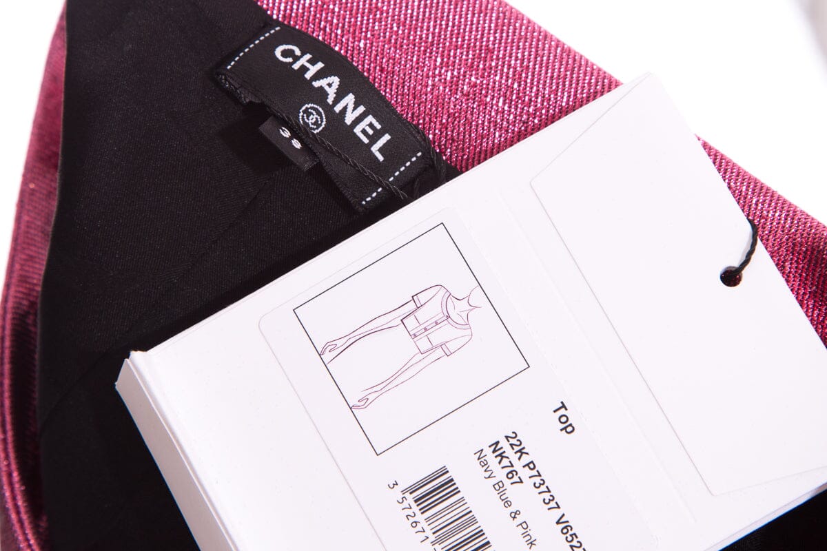 Chanel ICON 2022 Blue & Pink Short Sleeve Jacket SZ 38 NWT