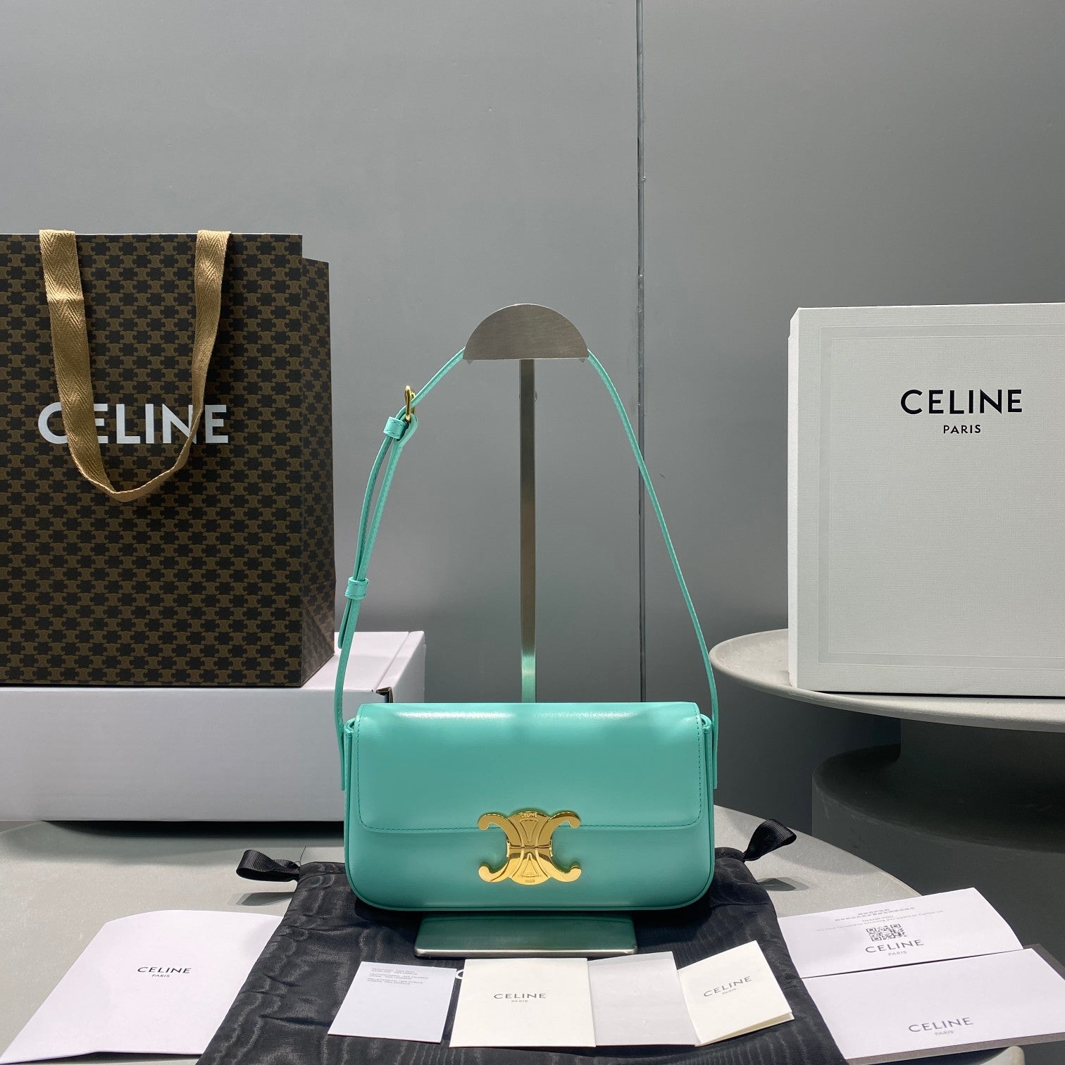 GLAMI Triomphe Shoulder Bag Mint Green For Women 8in/20cm