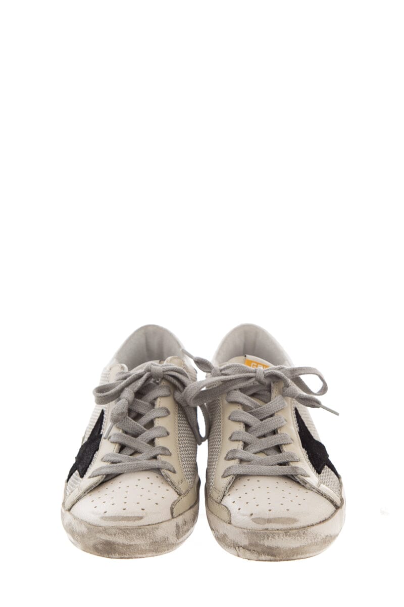 Golden Goose Grey Netting Black Star Super Star Sneakers SZ 35