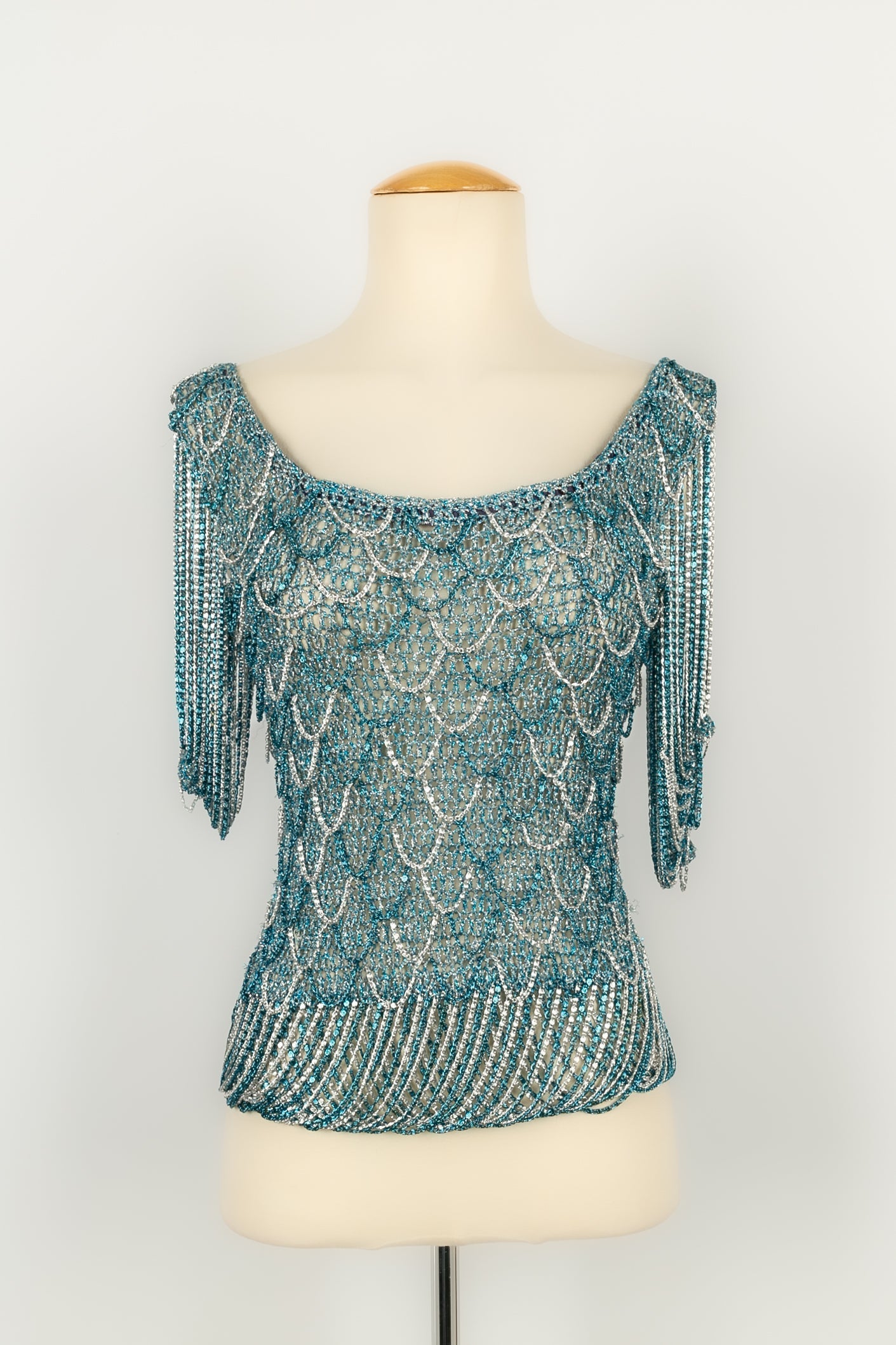 Haut en maille bleue Azzaro