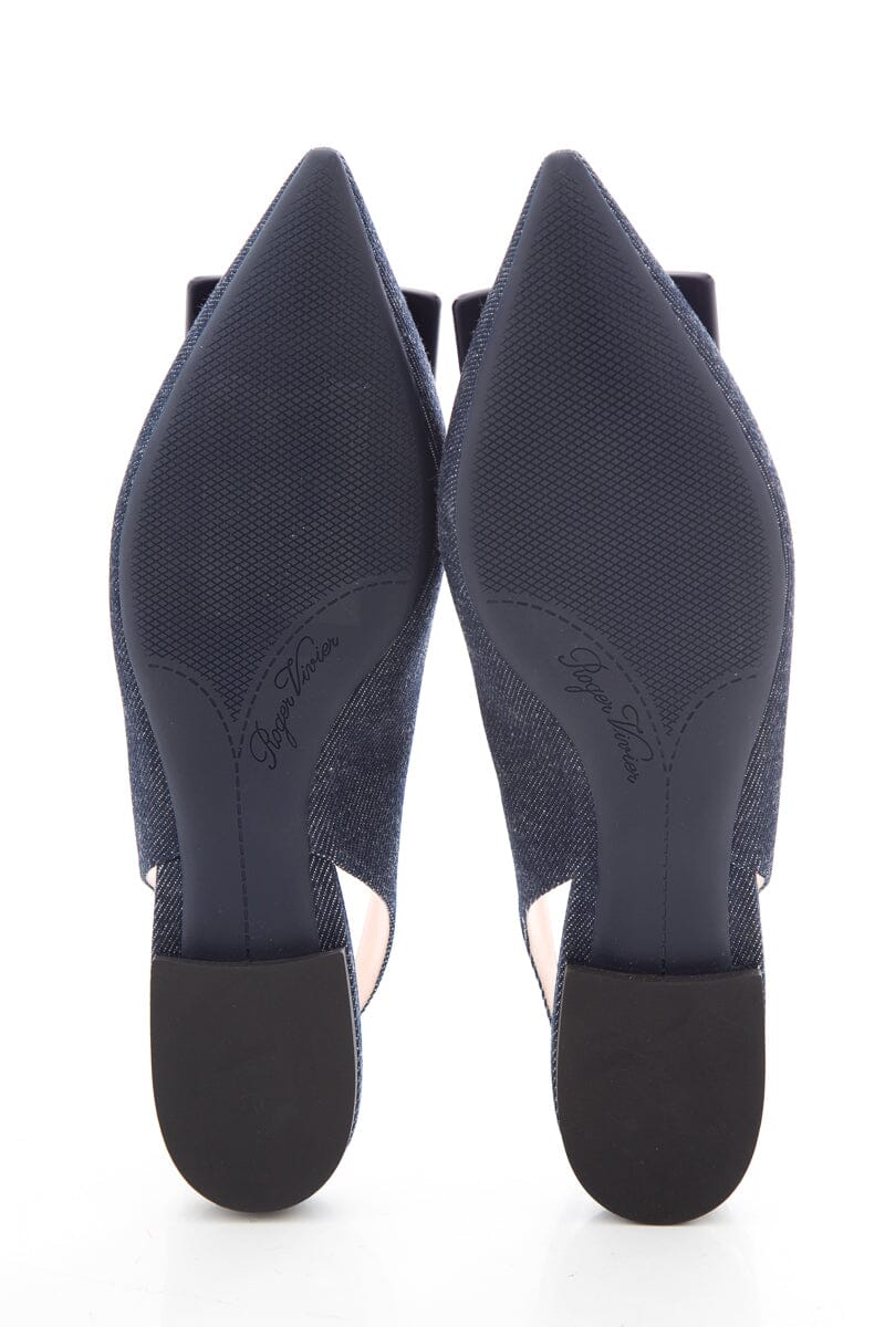 Roger Vivier Gommettine Denim Sling-back Flats SZ 38.5