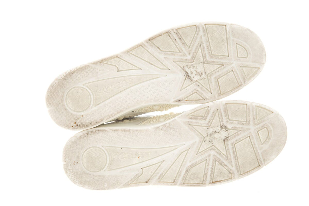 Jimmy Choo White Pearl Lace Up Sneakers SZ 39.5