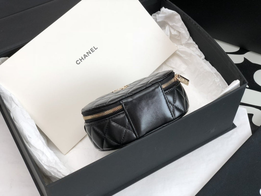 CHLVanity Case Shiny Gold Black Bag For Women 9.5cm/3.7in