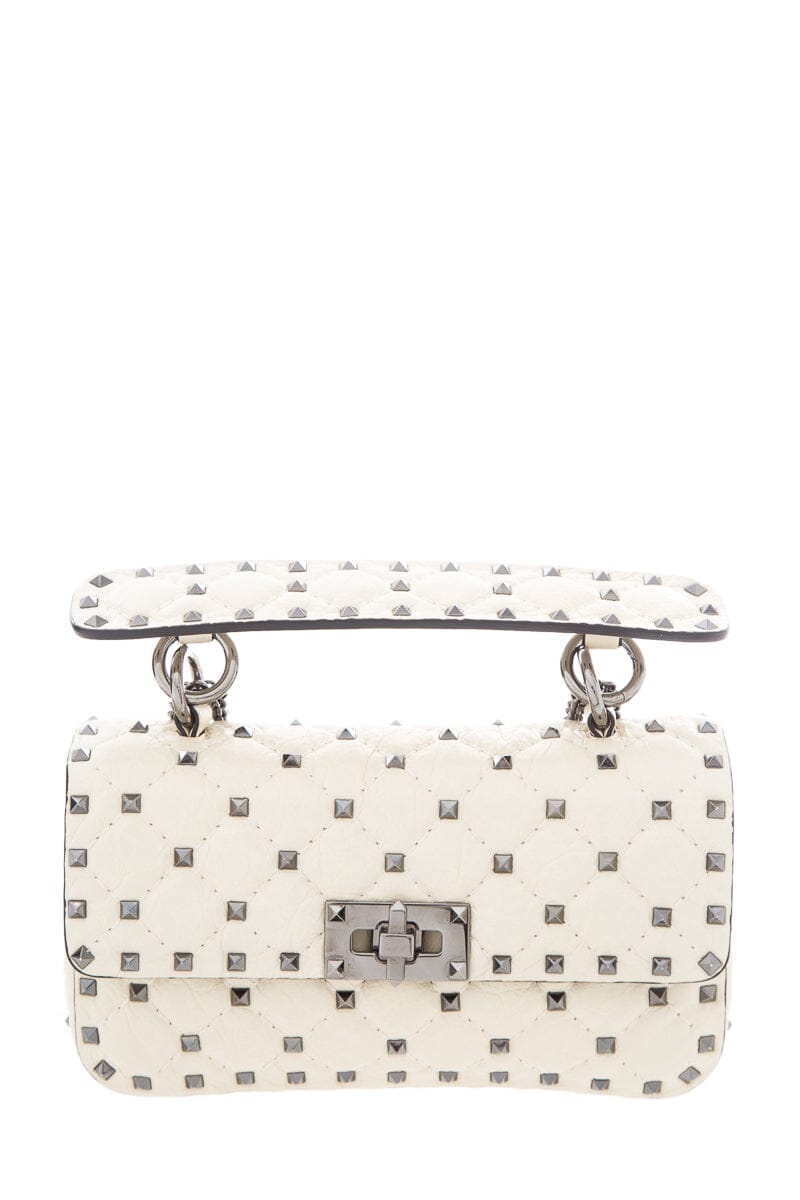 Valentino Ivory Rockstud Flap Quilted Leather Handbag