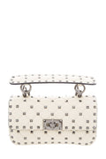 Valentino Ivory Rockstud Flap Quilted Leather Handbag