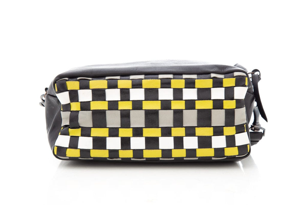 Miu Miu Black & Multi Checked Leather Cross-Body