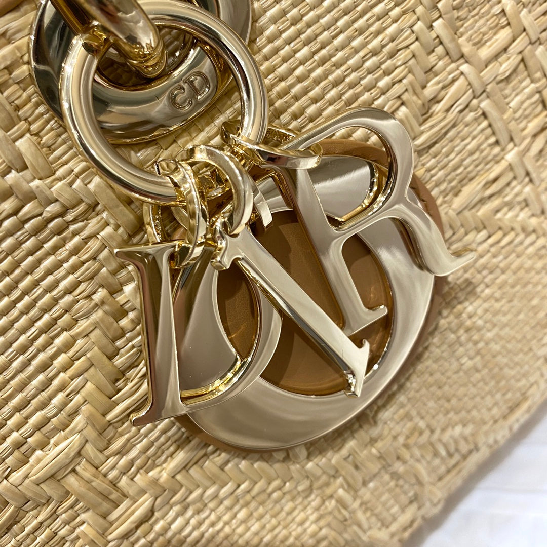 GLAMI Lady D-Joy Bag Natural Cannage Raffia, Brown Handbags, 26cm CD M0540OMBD_M925