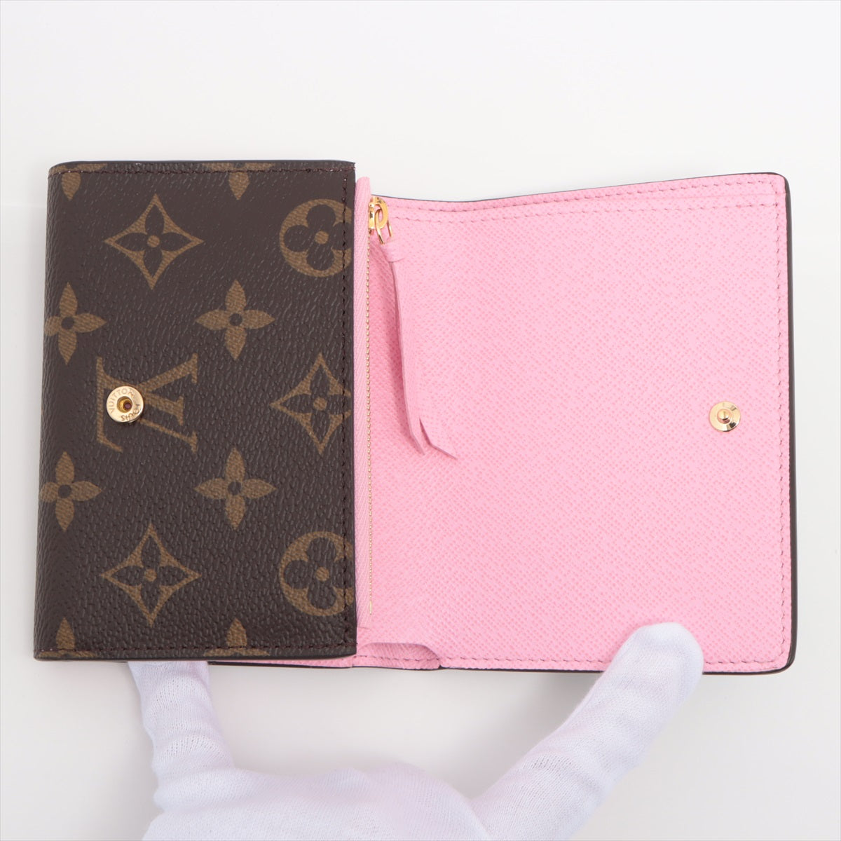 Louis Vuitton Monogram Portefolio Victoria M82622 Brown  Pink Compact Wallet