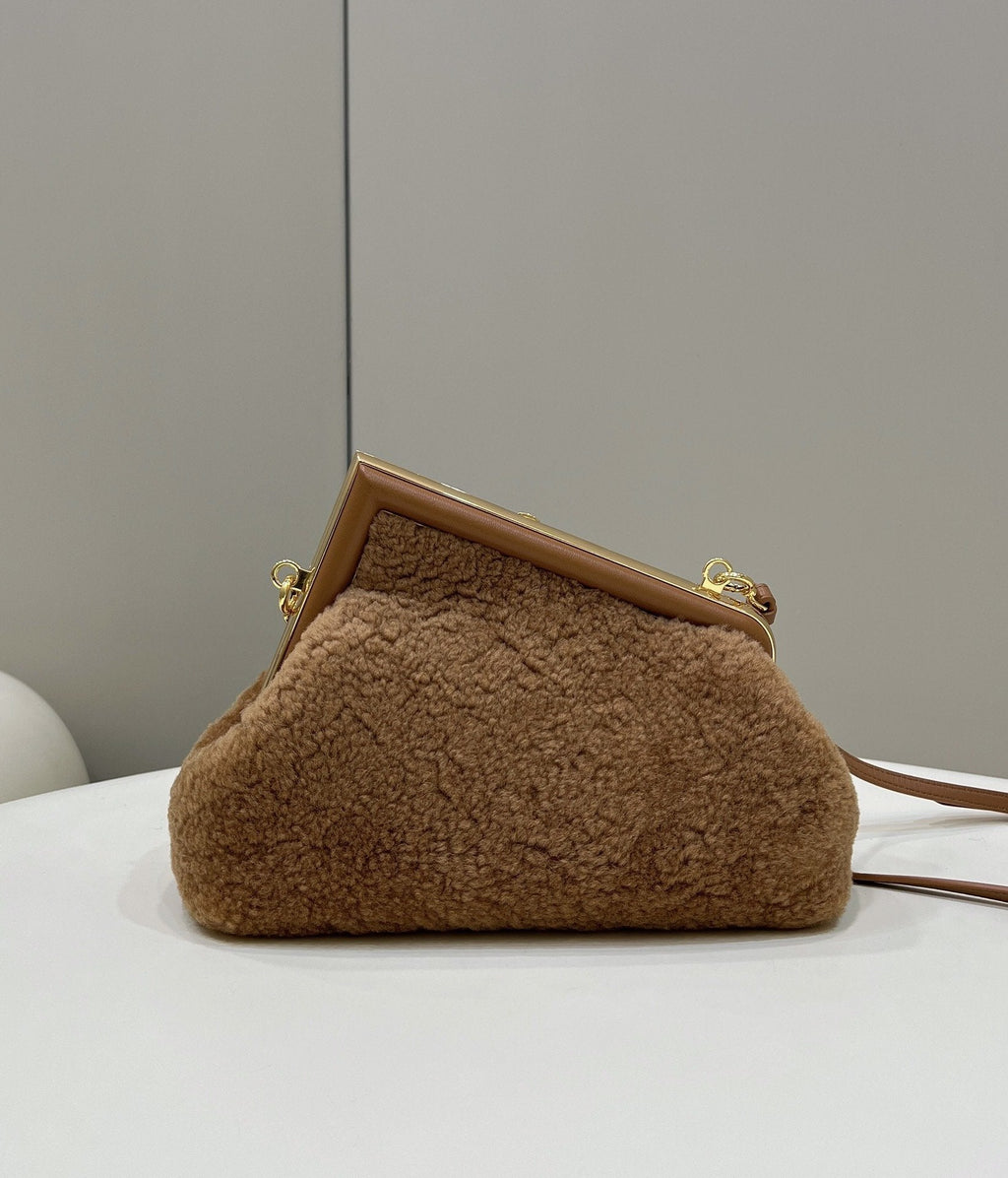 FI First Small Brown Mink Bag For Woman 26cm/10in