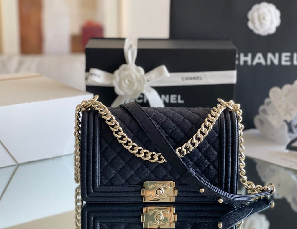 CHLMedium Boy Handbag Dark Blue For Women 9.8in/25cm A67086