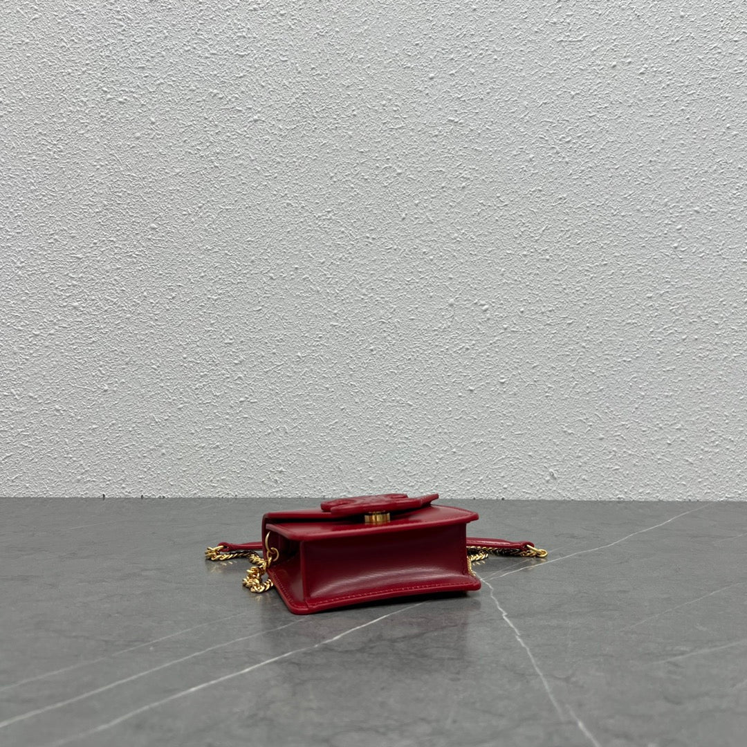 GLAMI Card Holder On Chain Triomphe Red For Women 4in/11cm 10J743DPV.27VD