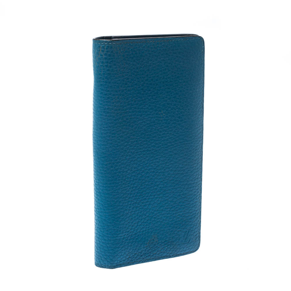 Louis Vuitton Blue Taurillon Leather Brazza Wallet..